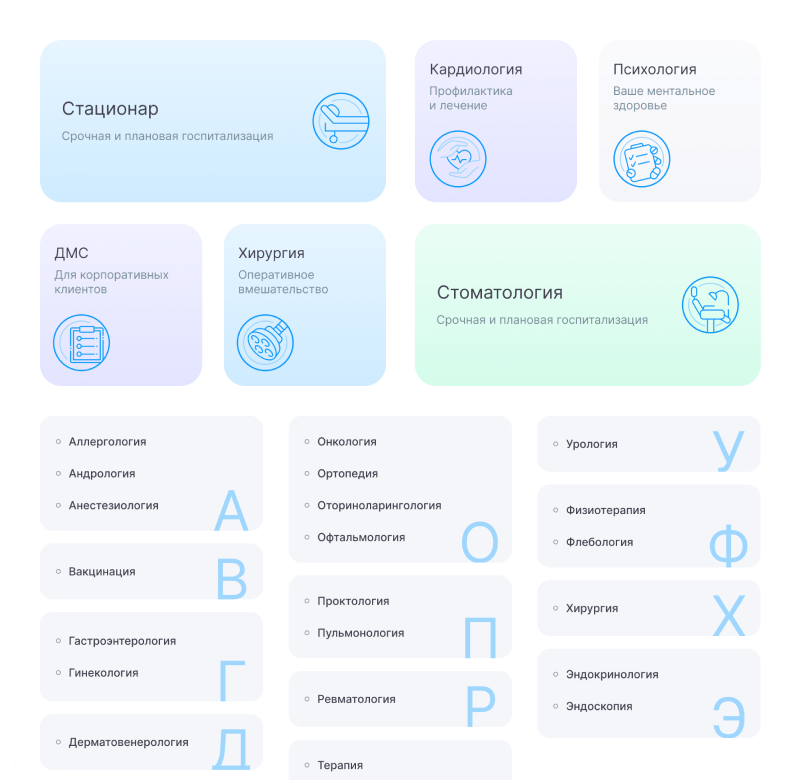 Сайт многопрофильной клиники, медицинского центра Сайт многопрофильной клиники, медицинского центра
